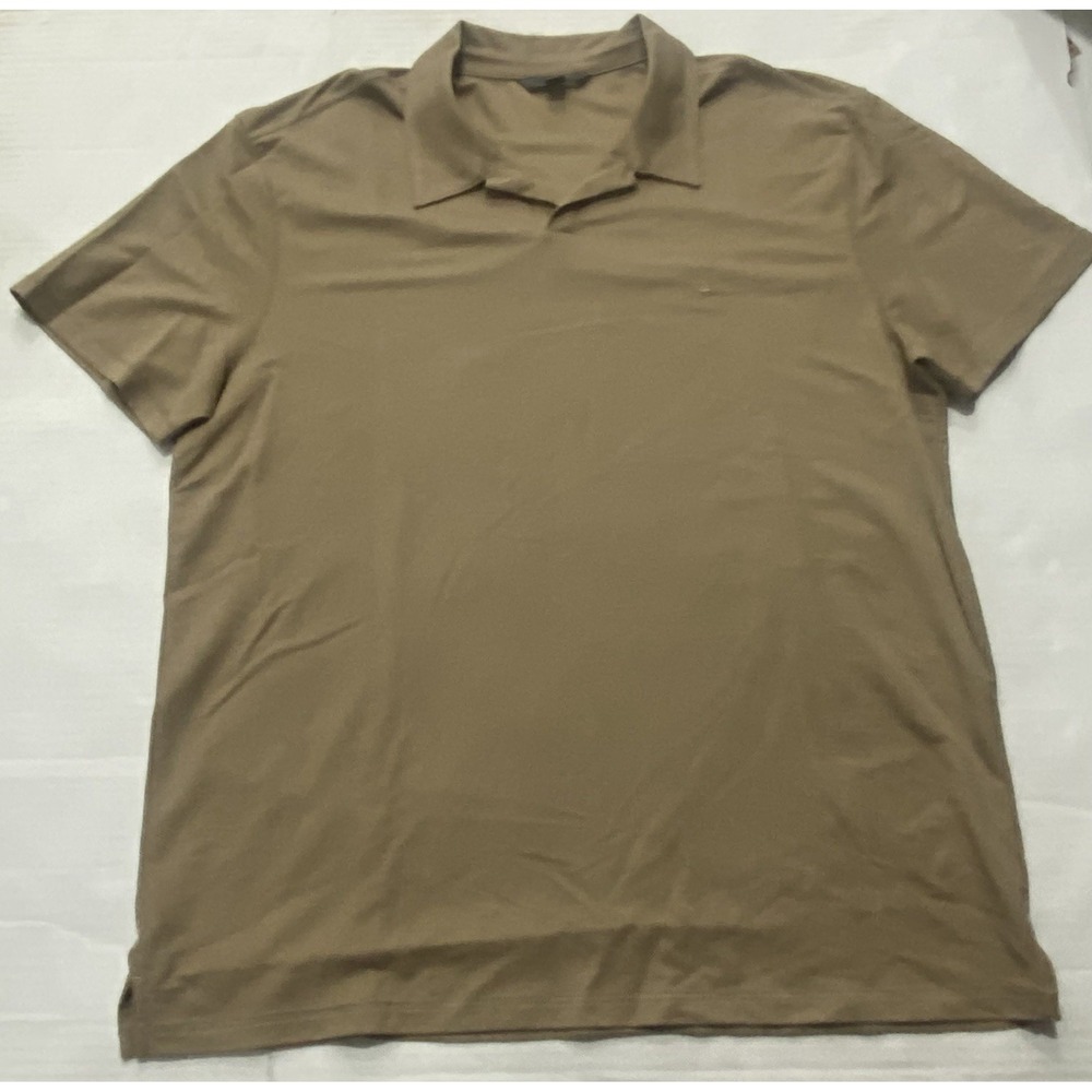 John Varvatos Short Sleeve Polo Shirt. Brown/Tan. Men's Large